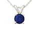Jewelry : All-Natural Genuine 4 mm, Round Sapphire pendant set in 14k White Gold