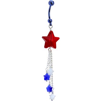 Handcrafted Patriotic Blue Titanium Belly Ring