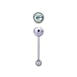 Green Bay Packers 316L Stainless Steel Barbell - 14G - 5/8 Inch Bar Length - Sold Individually