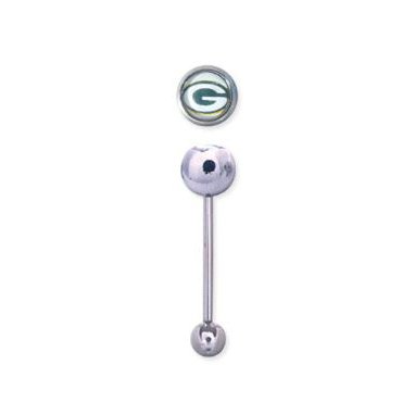 Green Bay Packers 316L Stainless Steel Barbell - 14G - 5/8 Inch Bar Length - Sold Individually