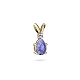 14K Yellow Gold Pear Genuine Tanzanite Pendant