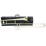 Maxam Trombone Gold Lacquer Finish Silver Tone Mouth Piece Polishing Cloth Case Brown Box