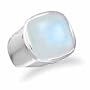 Rainbow Moonstone Soft Side Square Sterling Silver Ring, 8