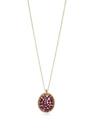 Dana Kellin Ruby and 14k Gold Fill Small Oval Beaded Pendant Necklace ,17.5"