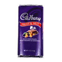 Cadburys Fruit & Nut Milk Chocolate Bar with Almonds - 3.5 Oz  Bar, 24 ea by HERSHEY CHOCOLATES.