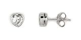 6mm Heart Cz Stud Bezel Set Earrings (Rhodium) (Sterling Silver)