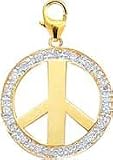 Peace Sign, 14K Gold Diamond Charm