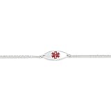 Sterling Silver 5 + 1 Inch Extension Children's Medical Alert ID Bracelet