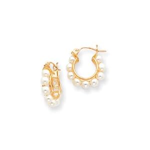 14k Freshwater Cultured Pearl Hoop Earrings