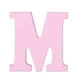 8-Inch Wall Hanging Wood Letter M Pink