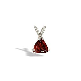 14K White Gold Genuine Trillion Garnet Pendant