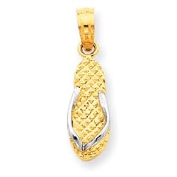 14k Gold & Rhodium 3-D Hawaii Flip-Flop Pendant