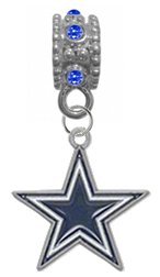 Cheap Girls Jewelry Dallas Cowboys BLUE Rhinestone/Gem Charm with Connector - Universal Slide On Charm - "Classic & Original Style" - Fits: Pandora, Troll, Biagi & More! Perfect For Custom Bracelets, Necklaces and DIY Jewelry For Sale