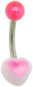Wehi Lani Small Heart Belly Button Ring (WL106) (Wehi Lani Small Pink Heart Belly Button Ring (WL106Pi))