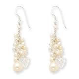 Sterling Silver White Cultured Pearl/Clear Crystal Earrings - QE5446