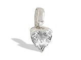 14K White Gold Genuine Heart White Topaz and Diamond Pendant