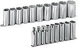 Armstrong 15-570 19pc 1/2 Drive 6pt Fractional Deep Socket Set