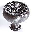 1 1/2 Antique Pewter Lion Head Knob