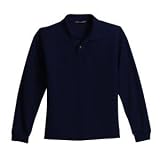 Port Authority - Youth Silk Touch Long Sleeve Sport Shirt Navy-L