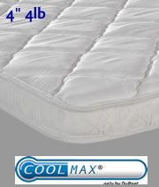4 inch, 4lb. Pillow-top Mattress Cover Pad Topper Overlay with Cool Max&reg; Fabric - includes pillow , Queen