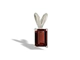 14K White Gold Genuine Emerald-cut Garnet Pendant