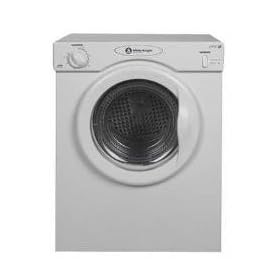 White Knight WK38AW compact reverse action tumble dryer, 3kg capacity, 2 heat settings, white