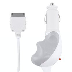 Car Charger for the Apple iPod Nano 3G, iPod Classic, iPod Touch 1G, iPhone 1G, iPod 3G 4G 5G Video, Mini, iPod Photo, and iPod Nano 1G 2G models Color White