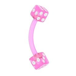 BIOPLAST Pink DICE Eyebrow Ring