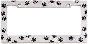 Animal Paw Print License Plate Frame (Chrome Metal)