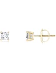 0.45 ct Princess Diamond with Round Diamond Stud Earrings