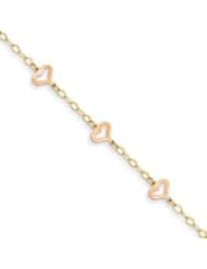 Genuine IceCarats Designer Jewelry Gift 14K Two-Tone Child&apos;s Heart Bracelet In 6.00 Inch