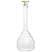 Chemglass CG-1617-1L Glass 1000mL +/- 0.30mL Flat Bottom Heavy Duty Wide Mouth Volumetric Flask, with PTFE Stopper, 350mm Height