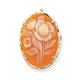 14k 23x30mm Floral Traditional Shell Cameo Pin/Pendant