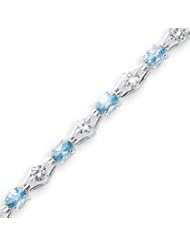 Sterling Silver Blue Topaz & CZ Bracelet - 7 Inch