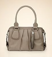 Double Handle Tassel Trim Bowler Bag