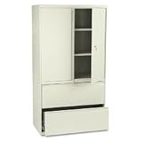 HON 800 Series 36 Wide Lateral File w/ Storage Cabinet, 19-1/4d x 67h, Putty