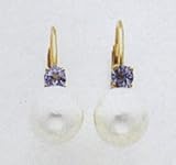 Pearl Leaverback Earrings with a Tanzanite Gemstone - XLB70TPL