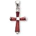 Jewelry : Sterling Silver Cross with Ruby CZ Baguettes and 18-inch Chain - Small