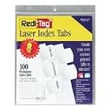 Printable Laser Index Tabs, Self-Stick Plastic, 1-1/8 x 1-1/4, White, 100/Pack (RTG33117)