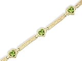 14K Yellow Gold Genuine Heart Peridot Bracelet