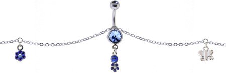 Childrens Toyshop  Jewelry : SWAROVSKI Light Blue CHARM Belly Chain