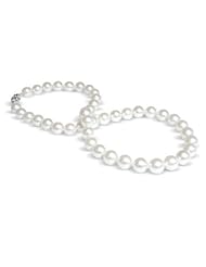 9 x 10mm white silver Australian south sea cultured pearl necklace 17"