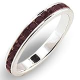 Women's Stone Band Garnet Swarovski Crystal Ring, Size: 4-11 Sterling Silver .925