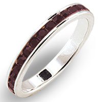 Women's Stone Band Garnet Swarovski Crystal Ring, Size: 4-11 Sterling Silver .925