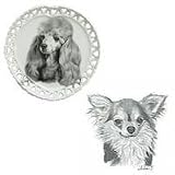 Chihuahua, Longhair Heart Shaped Plate, Porcelain by Rosalinde (8' diameter)