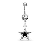 014 Gauge Dallas Cowboys Belly Button Ring with Crystals in Stainless Steel NON-GOLD BODY