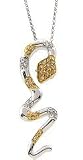 Sterling Silver Two Tone CZ Snake Pendant
