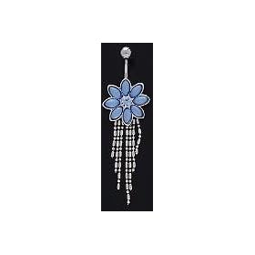 7 Petal Blue Flower Dangle Belly Navel Ring