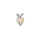 14K White Gold Heart Genuine Opal Pendant