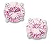 8MM Prong set pink CZ Sterling Silver Earrings